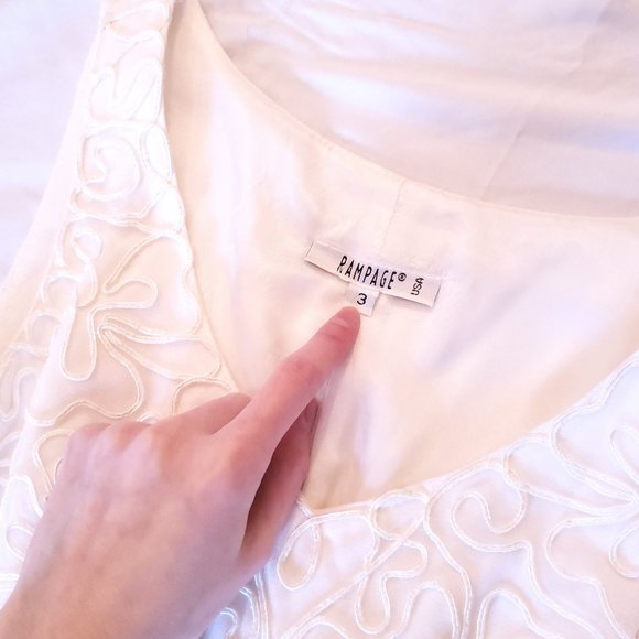 SALE Vintage Rampage Off White empire waist sheath gown 3 lace top vneck - Picture 8 of 9